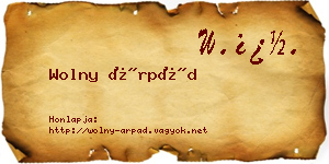 Wolny Árpád névjegykártya